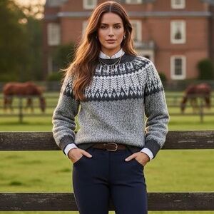 Gray llama Patterned alpaca Women's Sweater